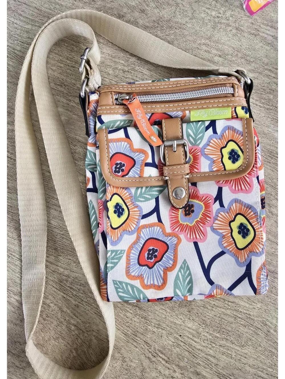 Lily Bloom Multi Colored Floral Crossbody Bag Adjustable Strap